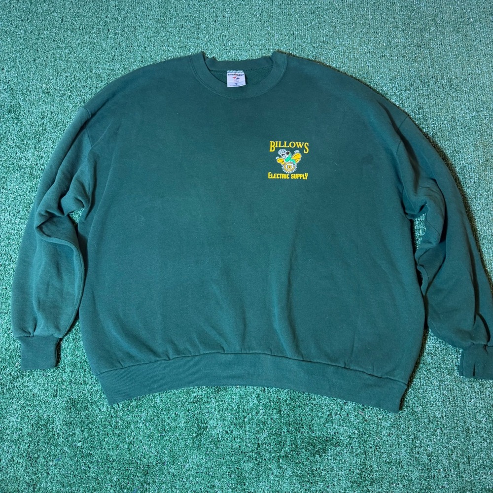 Vintage Jerzees NuBlend Sweatshirt 3X Green Billows Electric Supply Made in USA